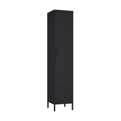 Manhattan Comfort - Naomi 15 Single Locker Storage Cabinet with 5 Adjustable Shelves in Black - AF007-BK veiw 2