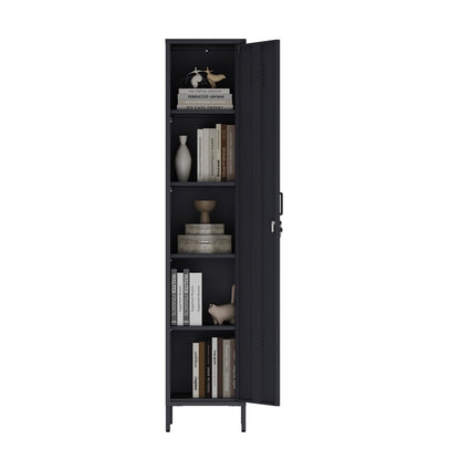 Manhattan Comfort - Naomi 15 Single Locker Storage Cabinet with 5 Adjustable Shelves in Black - AF007-BK veiw 8