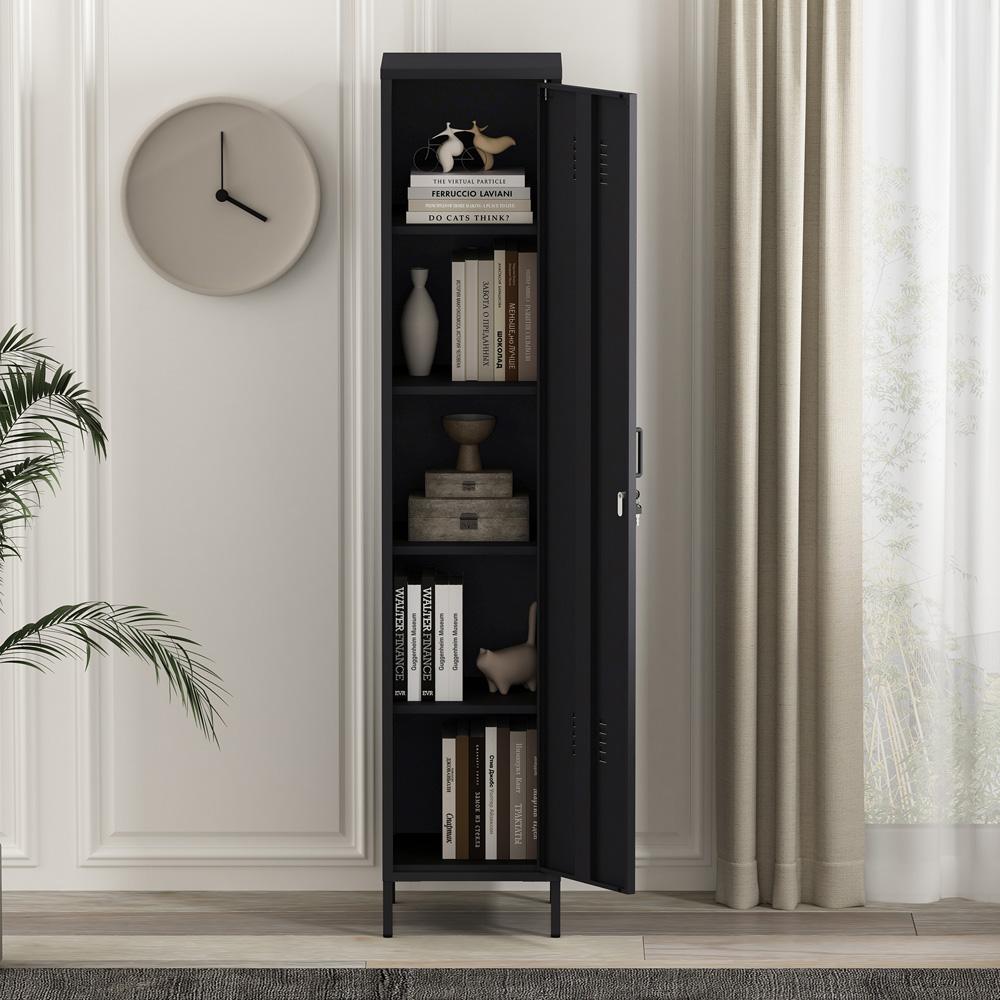Manhattan Comfort - Naomi 15 Single Locker Storage Cabinet with 5 Adjustable Shelves in Black - AF007-BK veiw 9