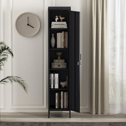 Manhattan Comfort - Naomi 15 Single Locker Storage Cabinet with 5 Adjustable Shelves in Black - AF007-BK veiw 9