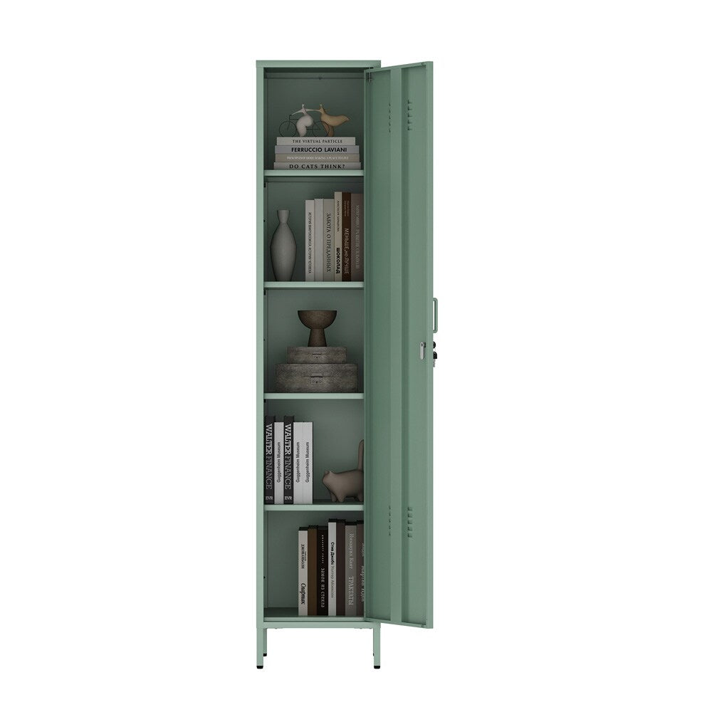 Manhattan Comfort - Naomi 15 Single Locker Storage Cabinet with 5 Adjustable Shelves in Green - AF007-GR veiw 8