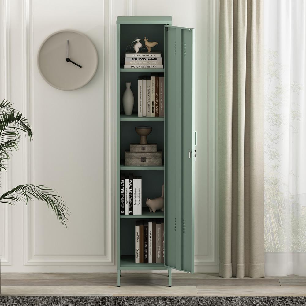 Manhattan Comfort - Naomi 15 Single Locker Storage Cabinet with 5 Adjustable Shelves in Green - AF007-GR veiw 9