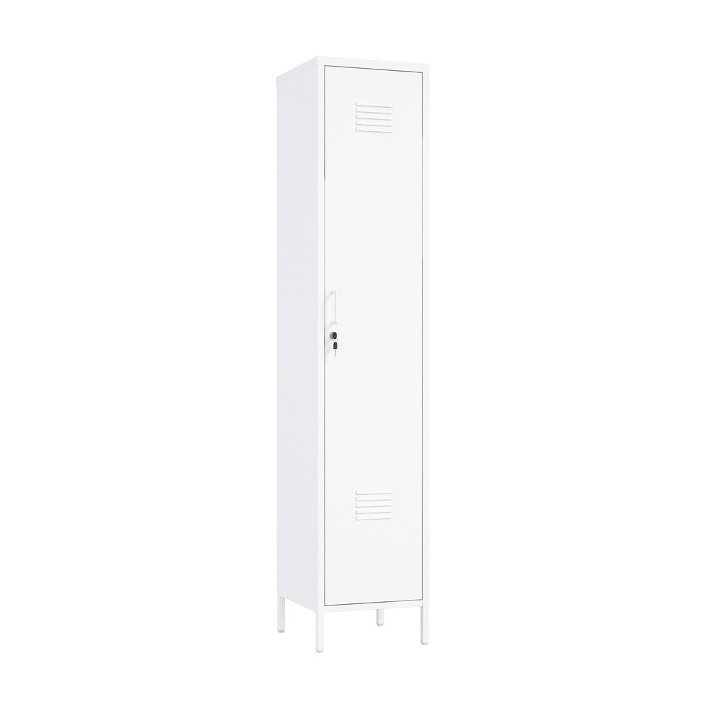 Manhattan Comfort - Naomi 15 Single Locker Storage Cabinet with 5 Adjustable Shelves in White - AF007-WH veiw 2