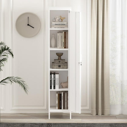 Manhattan Comfort - Naomi 15 Single Locker Storage Cabinet with 5 Adjustable Shelves in White - AF007-WH veiw 9
