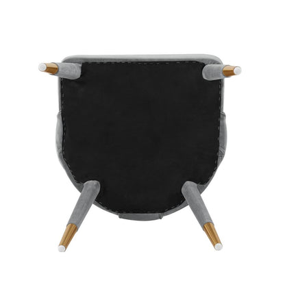 Manhattan Comfort - Neda Velvet Dining Chair with Elm Wood & Metal Legs in Grey - Set of 2 - 2-DC081-GY veiw 5