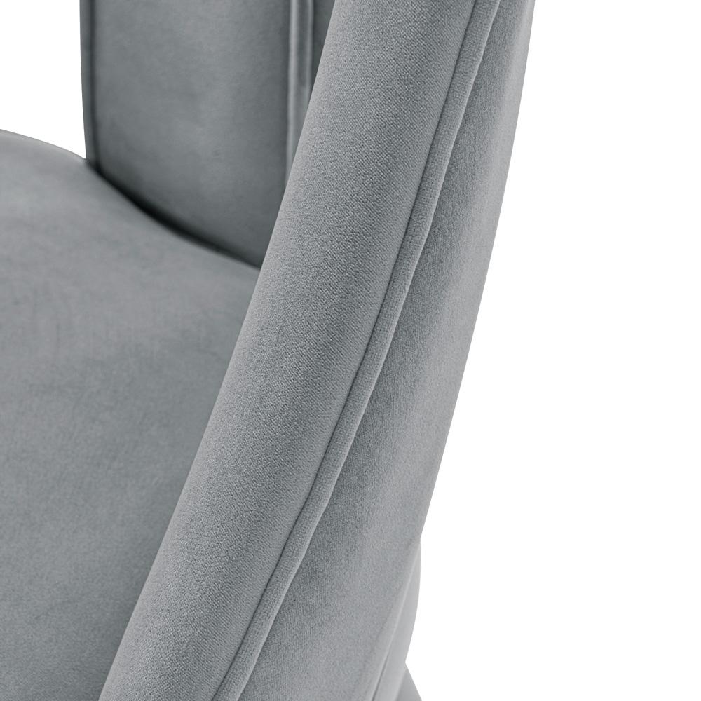 Manhattan Comfort - Neda Velvet Dining Chair with Elm Wood & Metal Legs in Grey - Set of 2 - 2-DC081-GY veiw 6