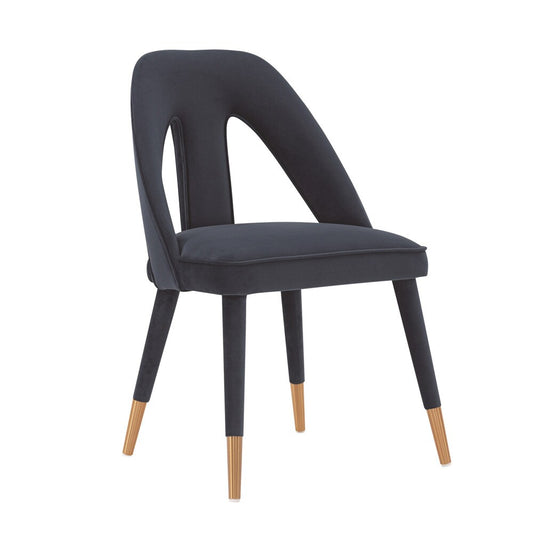 Manhattan Comfort - Neda Velvet Dining Chair with Elm Wood & Metal Legs in Midnight Blue - Set of 2 - 2-DC081-MB veiw 2
