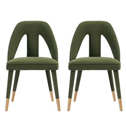 Manhattan Comfort - Neda Velvet Dining Chair with Elm Wood & Metal Legs in Olive Green - Set of 2 - 2-DC081-OG veiw 1