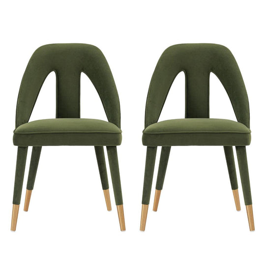 Manhattan Comfort - Neda Velvet Dining Chair with Elm Wood & Metal Legs in Olive Green - Set of 2 - 2-DC081-OG veiw 1
