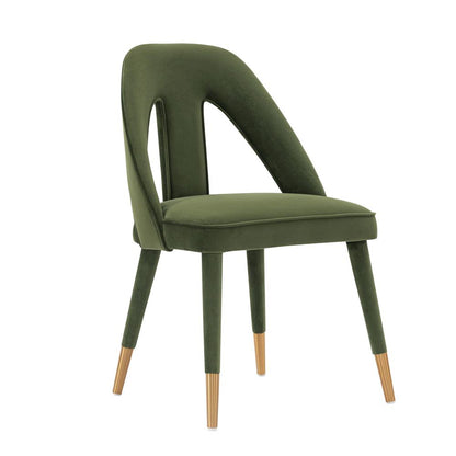Manhattan Comfort - Neda Velvet Dining Chair with Elm Wood & Metal Legs in Olive Green - Set of 2 - 2-DC081-OG veiw 2