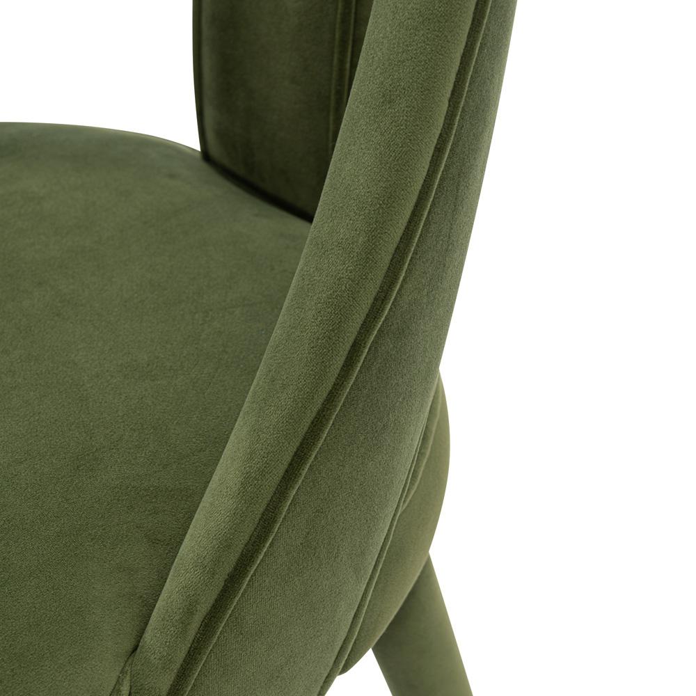 Manhattan Comfort - Neda Velvet Dining Chair with Elm Wood & Metal Legs in Olive Green - Set of 2 - 2-DC081-OG veiw 6