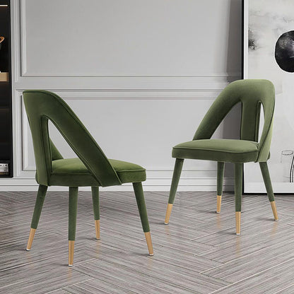 Manhattan Comfort - Neda Velvet Dining Chair with Elm Wood & Metal Legs in Olive Green - Set of 2 - 2-DC081-OG veiw 7