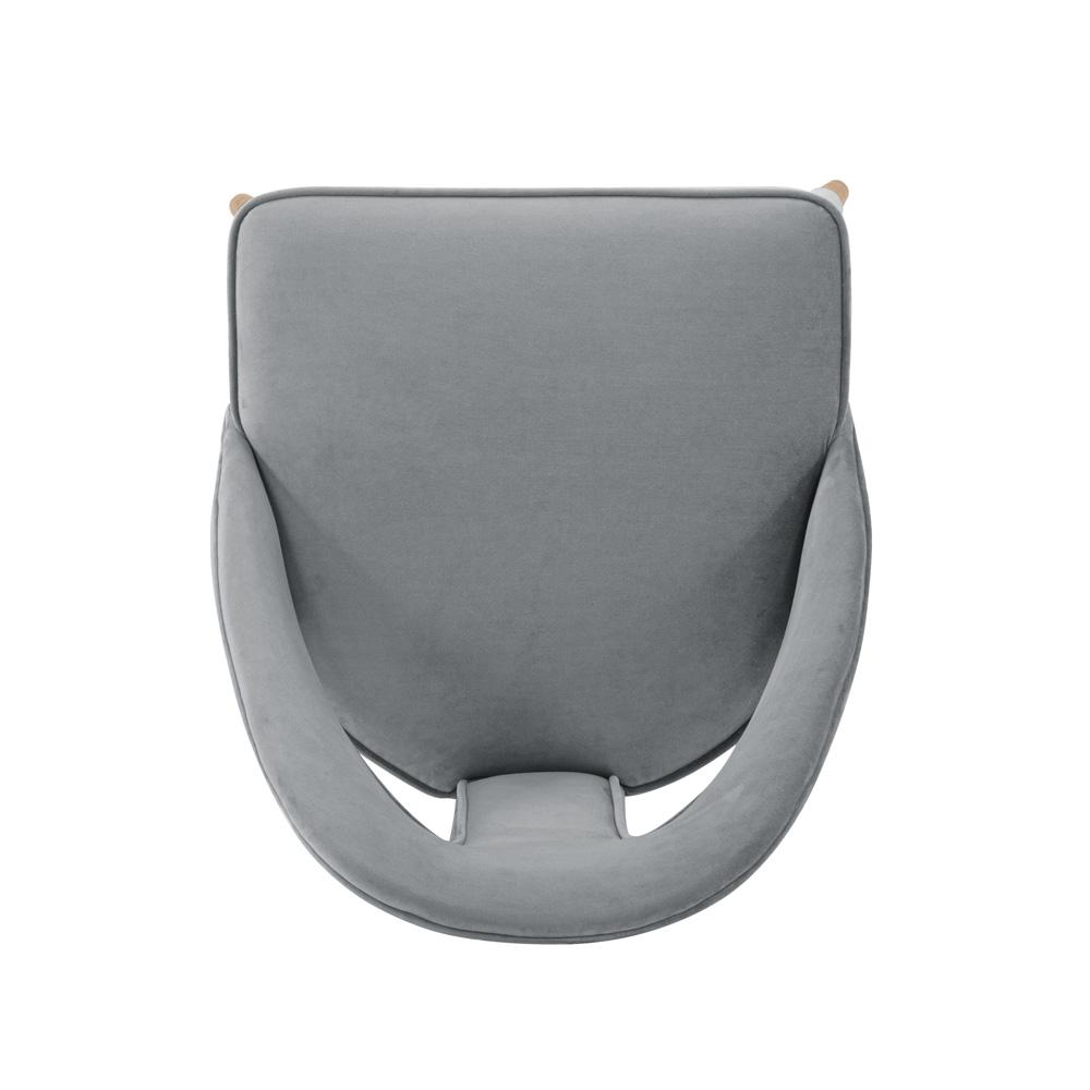 Manhattan Comfort - Neda Velvet Dining Chair with Elm Wood & Metal Legs in Grey - DC081-GY veiw 4