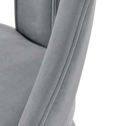 Manhattan Comfort - Neda Velvet Dining Chair with Elm Wood & Metal Legs in Grey - DC081-GY veiw 6