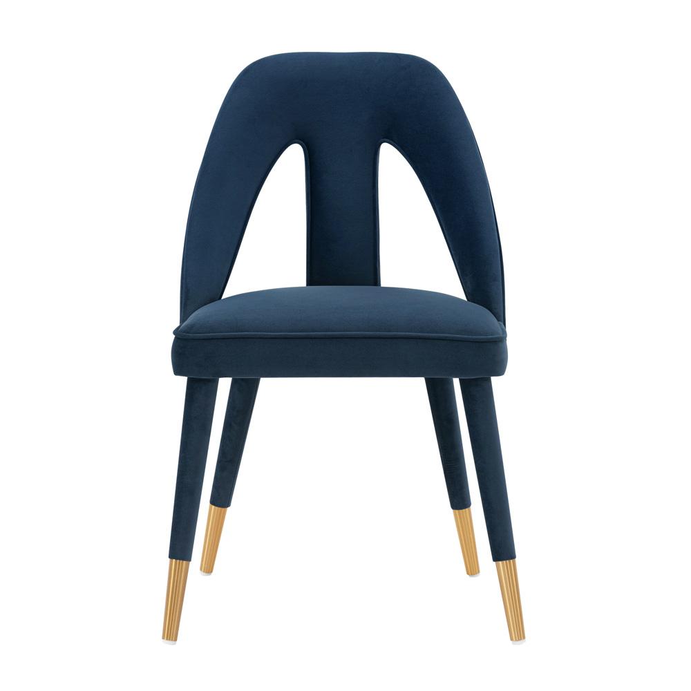 Manhattan Comfort - Neda Velvet Dining Chair with Elm Wood & Metal Legs in Midnight Blue - DC081-MB veiw 1