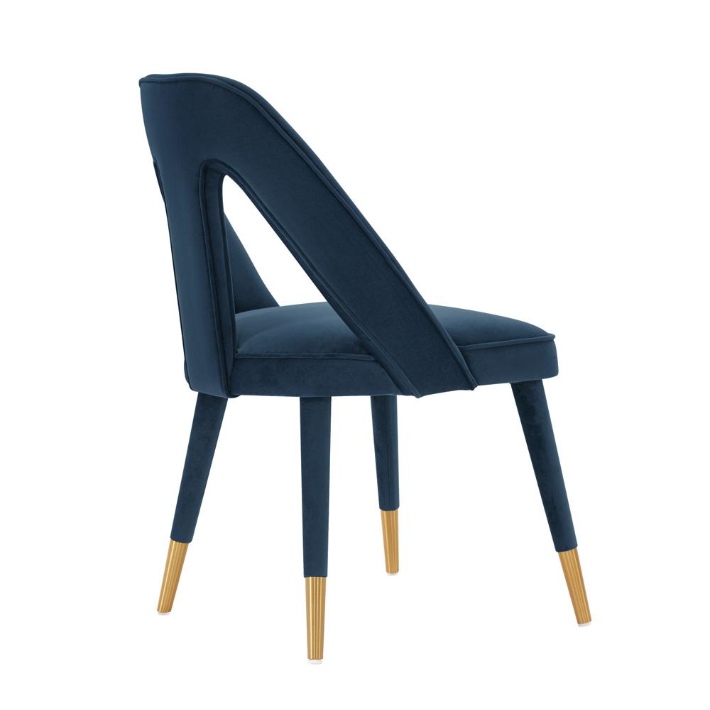Manhattan Comfort - Neda Velvet Dining Chair with Elm Wood & Metal Legs in Midnight Blue - DC081-MB veiw 3