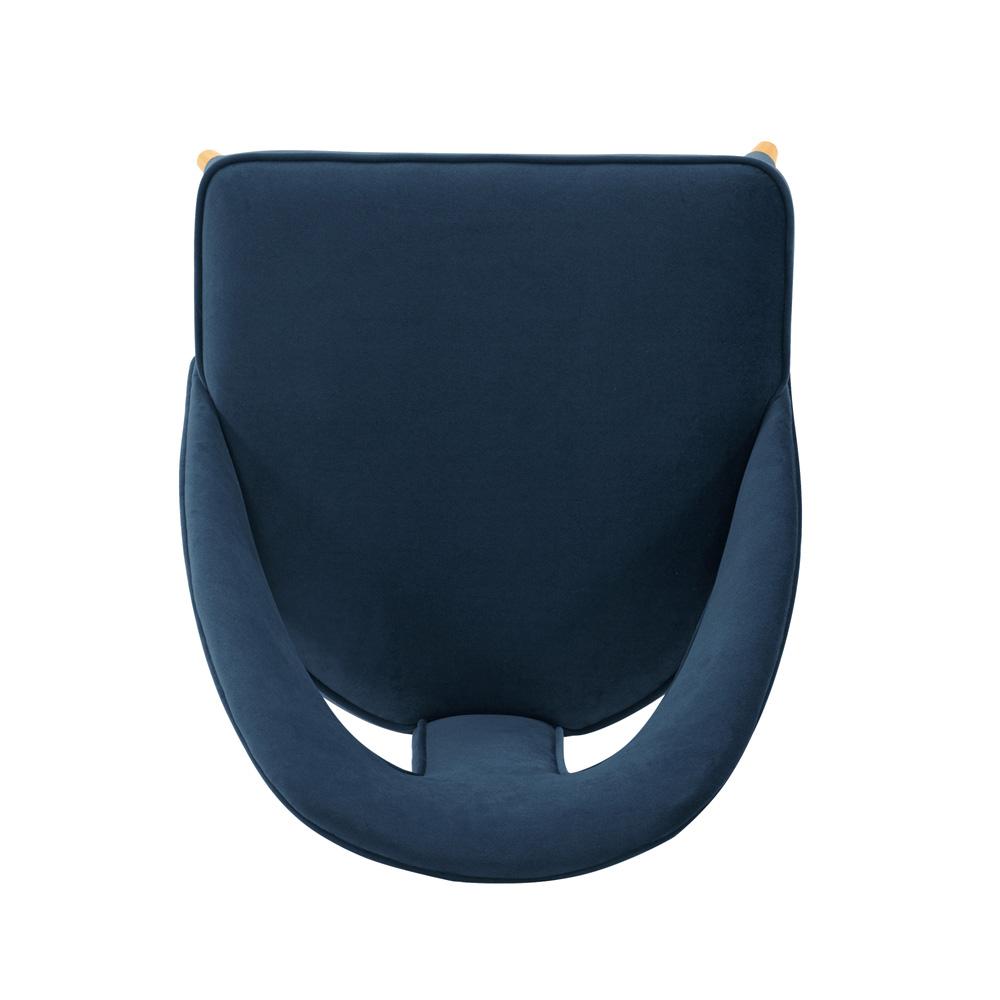 Manhattan Comfort - Neda Velvet Dining Chair with Elm Wood & Metal Legs in Midnight Blue - DC081-MB veiw 4