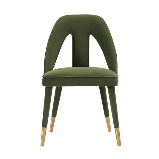 Manhattan Comfort - Neda Velvet Dining Chair with Elm Wood & Metal Legs in Olive Green - DC081-OG veiw 1