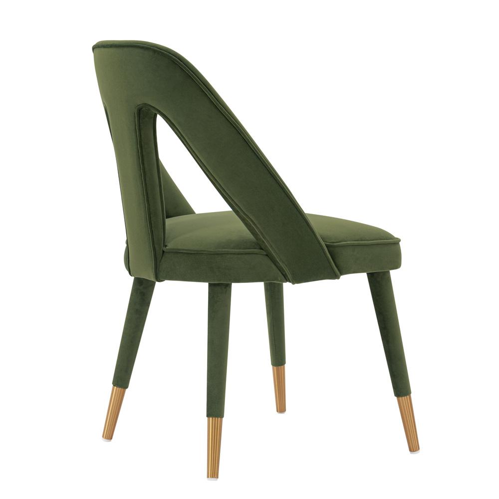 Manhattan Comfort - Neda Velvet Dining Chair with Elm Wood & Metal Legs in Olive Green - DC081-OG veiw 3