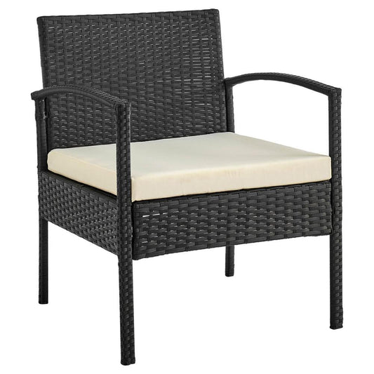 Manhattan Comfort - 3-Piece Noli Patio Set Seating Group with End Table in Black and Cream - OD-CV006-CR veiw 2