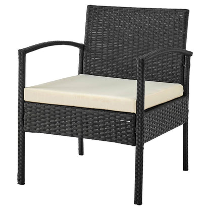 Manhattan Comfort - 3-Piece Noli Patio Set Seating Group with End Table in Black and Cream - OD-CV006-CR veiw 4
