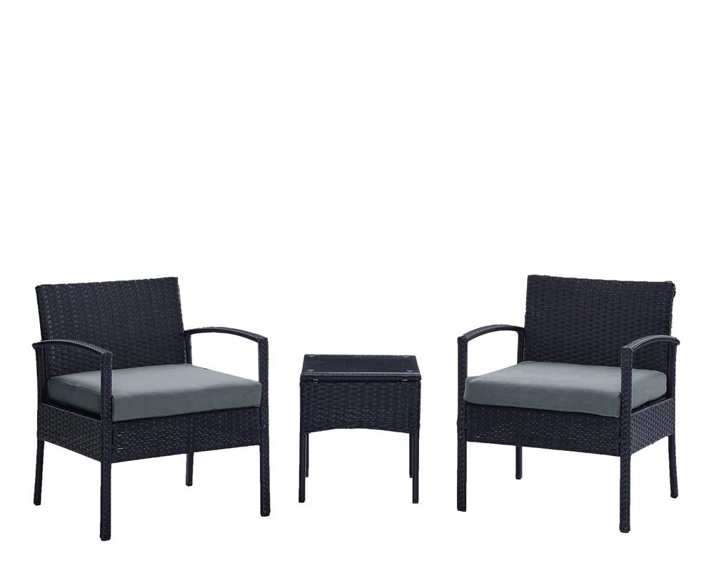 Manhattan Comfort - 3-Piece Noli Patio Set Seating Group with End Table in Black and Grey - OD-CV006-GY veiw 1