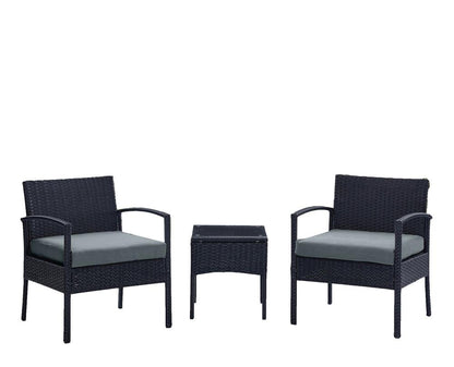 Manhattan Comfort - 3-Piece Noli Patio Set Seating Group with End Table in Black and Grey - OD-CV006-GY veiw 1