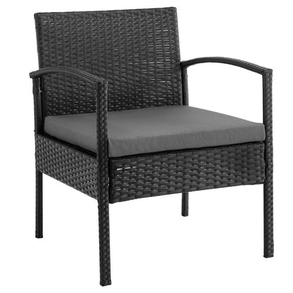 Manhattan Comfort - 3-Piece Noli Patio Set Seating Group with End Table in Black and Grey - OD-CV006-GY veiw 2