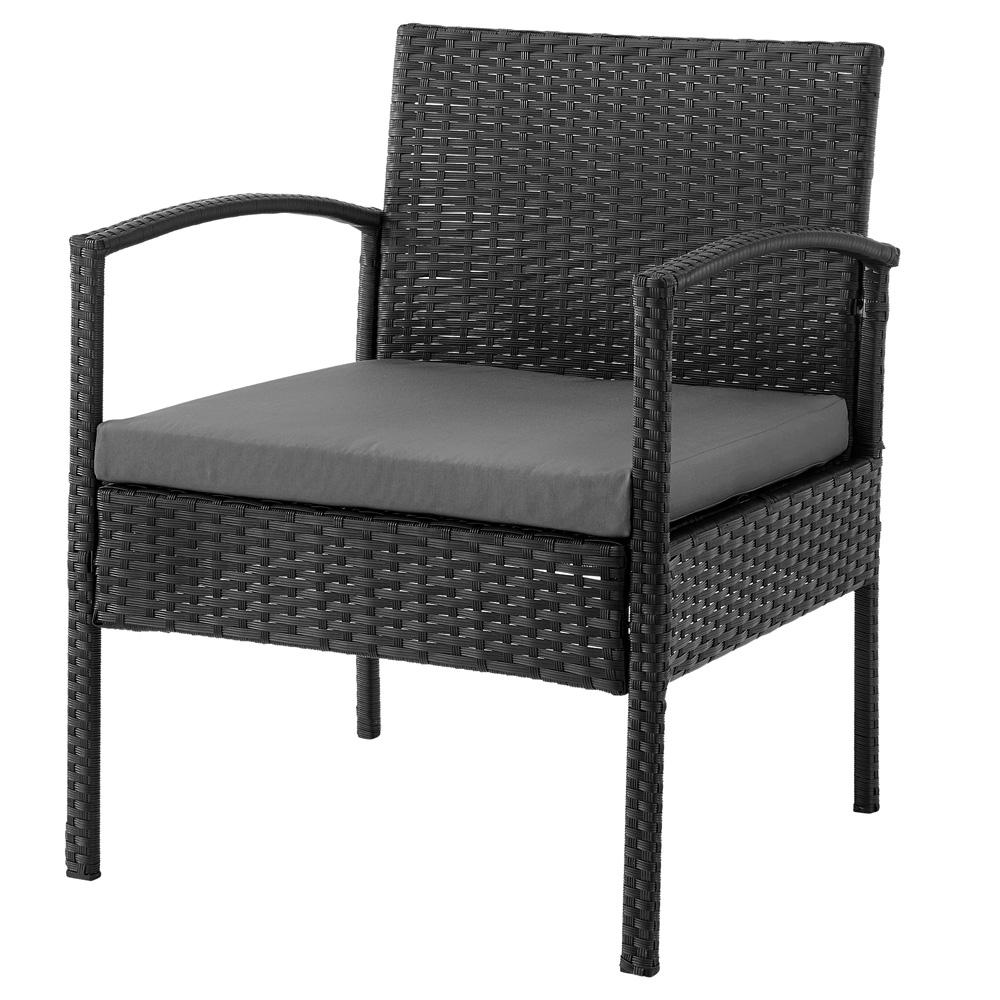Manhattan Comfort - 3-Piece Noli Patio Set Seating Group with End Table in Black and Grey - OD-CV006-GY veiw 4