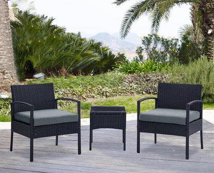 Manhattan Comfort - 3-Piece Noli Patio Set Seating Group with End Table in Black and Grey - OD-CV006-GY veiw 11