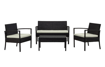Manhattan Comfort - 4-Piece Noli Patio Set with Coffee Table in Black and Cream - OD-CV007-CR veiw 1