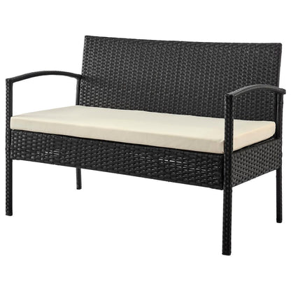 Manhattan Comfort - 4-Piece Noli Patio Set with Coffee Table in Black and Cream - OD-CV007-CR veiw 2