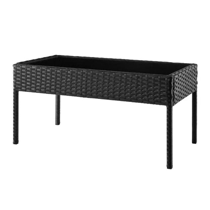 Manhattan Comfort - 4-Piece Noli Patio Set with Coffee Table in Black and Cream - OD-CV007-CR veiw 3