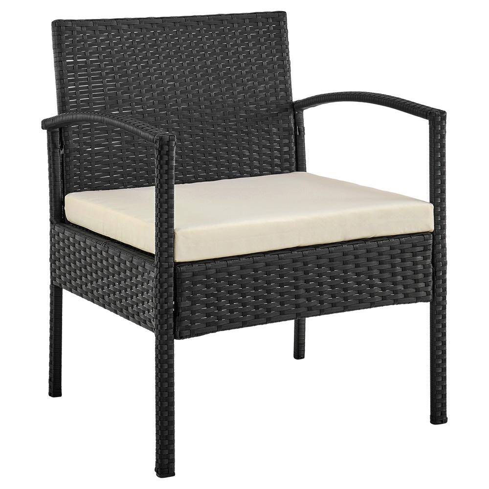 Manhattan Comfort - 4-Piece Noli Patio Set with Coffee Table in Black and Cream - OD-CV007-CR veiw 4