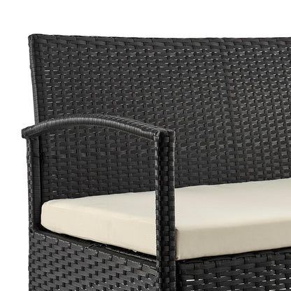 Manhattan Comfort - 4-Piece Noli Patio Set with Coffee Table in Black and Cream - OD-CV007-CR veiw 10