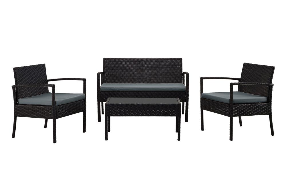 Manhattan Comfort - 4-Piece Noli Patio Set with Coffee Table in Black and Grey - OD-CV007-GY veiw 1