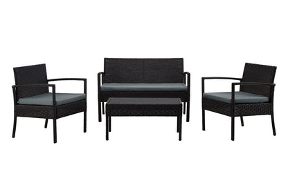 Manhattan Comfort - 4-Piece Noli Patio Set with Coffee Table in Black and Grey - OD-CV007-GY veiw 1