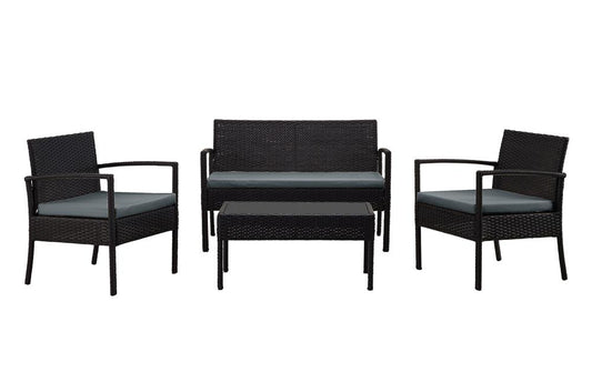 Manhattan Comfort - 4-Piece Noli Patio Set with Coffee Table in Black and Grey - OD-CV007-GY veiw 1