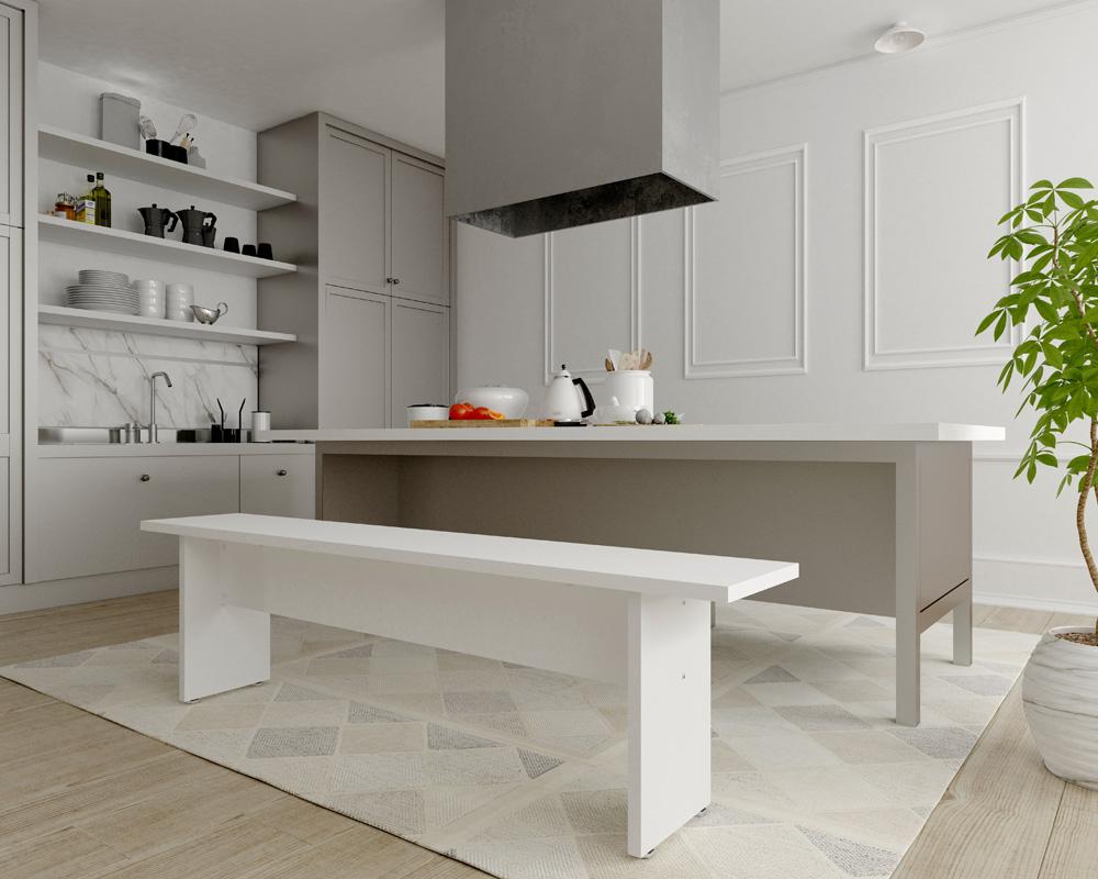 Manhattan Comfort - Nomad Dining Bench with MDF Legs in White - 123GMC1 veiw 7