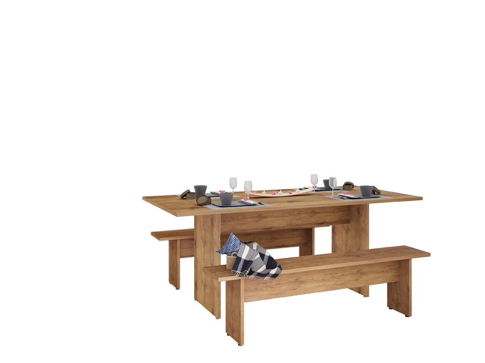 Manhattan Comfort - 3-Piece Nomad Dining with MDF Legs in Nature - 126GMC77 veiw 2