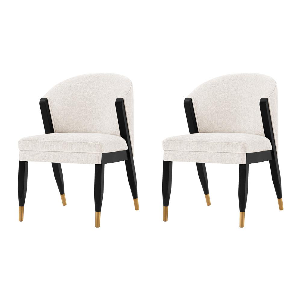 Manhattan Comfort - Ola Chenille Dining Chair with Elm Wood & Metal Legs in Cream - Set of 2 - 2-DC075-CR veiw 1