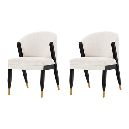 Manhattan Comfort - Ola Chenille Dining Chair with Elm Wood & Metal Legs in Cream - Set of 2 - 2-DC075-CR veiw 1
