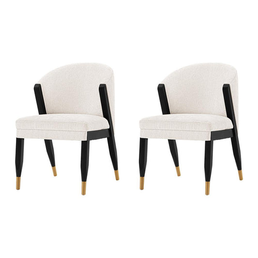 Manhattan Comfort - Ola Chenille Dining Chair with Elm Wood & Metal Legs in Cream - Set of 2 - 2-DC075-CR veiw 1