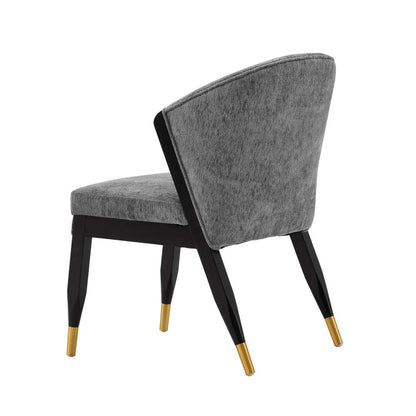 Manhattan Comfort - Ola Chenille Dining Chair with Elm Wood & Metal Legs in Grey - Set of 2 - 2-DC075-GY veiw 3