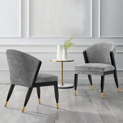 Manhattan Comfort - Ola Chenille Dining Chair with Elm Wood & Metal Legs in Grey - Set of 2 - 2-DC075-GY veiw 7