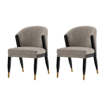 Manhattan Comfort - Ola Chenille Dining Chair with Elm Wood & Metal Legs in Stone - Set of 2 - 2-DC075-ST veiw 1