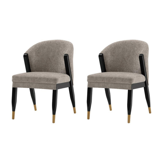 Manhattan Comfort - Ola Chenille Dining Chair with Elm Wood & Metal Legs in Stone - Set of 2 - 2-DC075-ST veiw 1