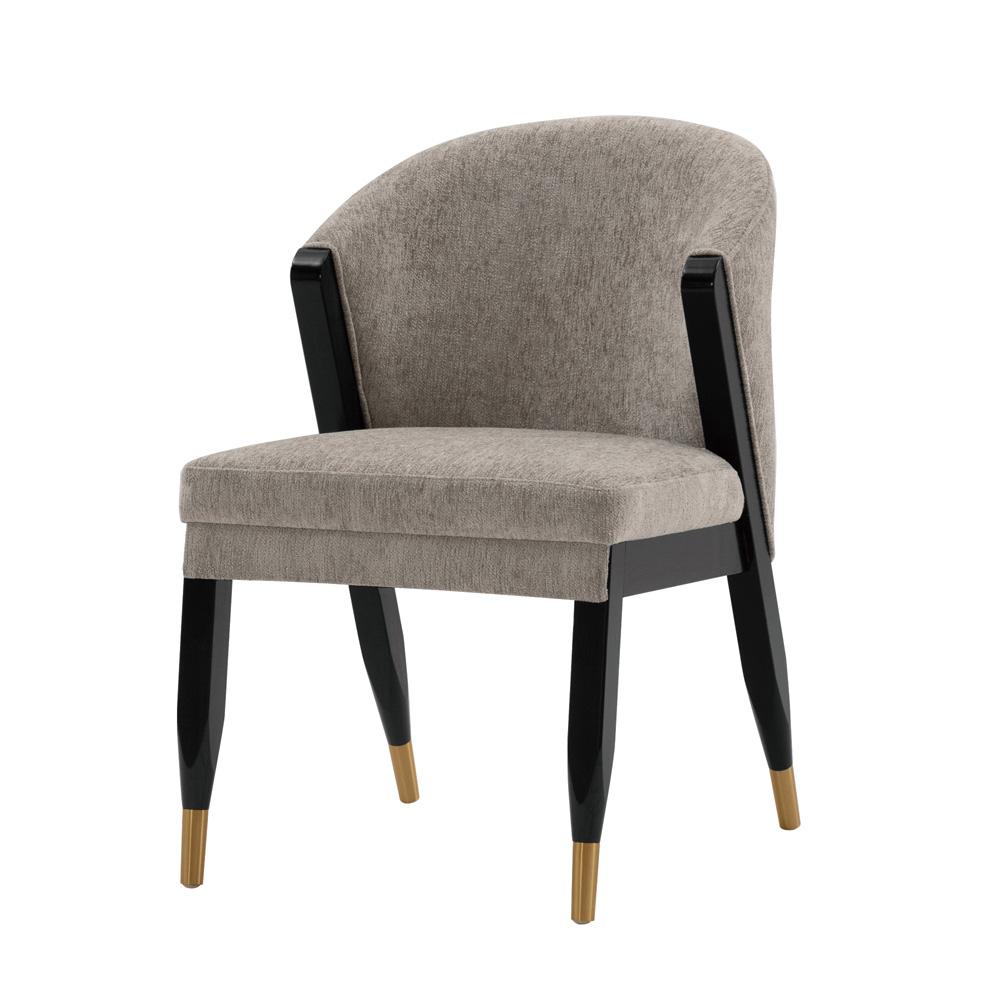 Manhattan Comfort - Ola Chenille Dining Chair with Elm Wood & Metal Legs in Stone - Set of 2 - 2-DC075-ST veiw 2