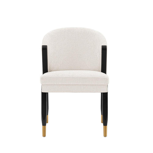 Manhattan Comfort - Ola Chenille Dining Chair with Elm Wood & Metal Legs in Cream - DC075-CR veiw 1