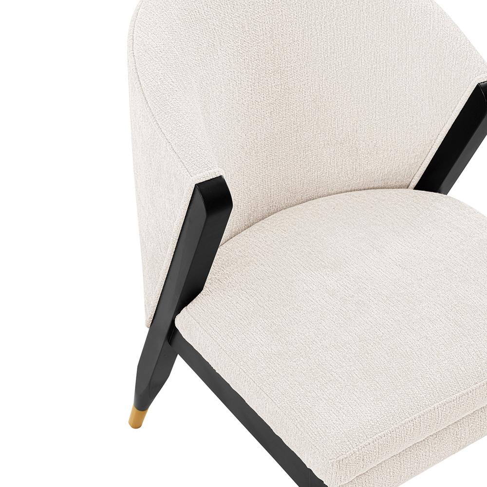 Manhattan Comfort - Ola Chenille Dining Chair with Elm Wood & Metal Legs in Cream - DC075-CR veiw 6
